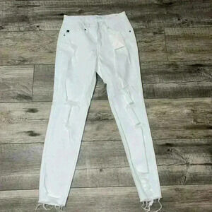 Kancan Womens Jeans Size 7/27 White Ripped Distressed Skinny Leg Stretch